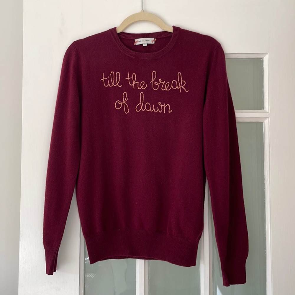 Lingua Franca “Till The Break of Dawn” Cashmere Crewneck Sweater.